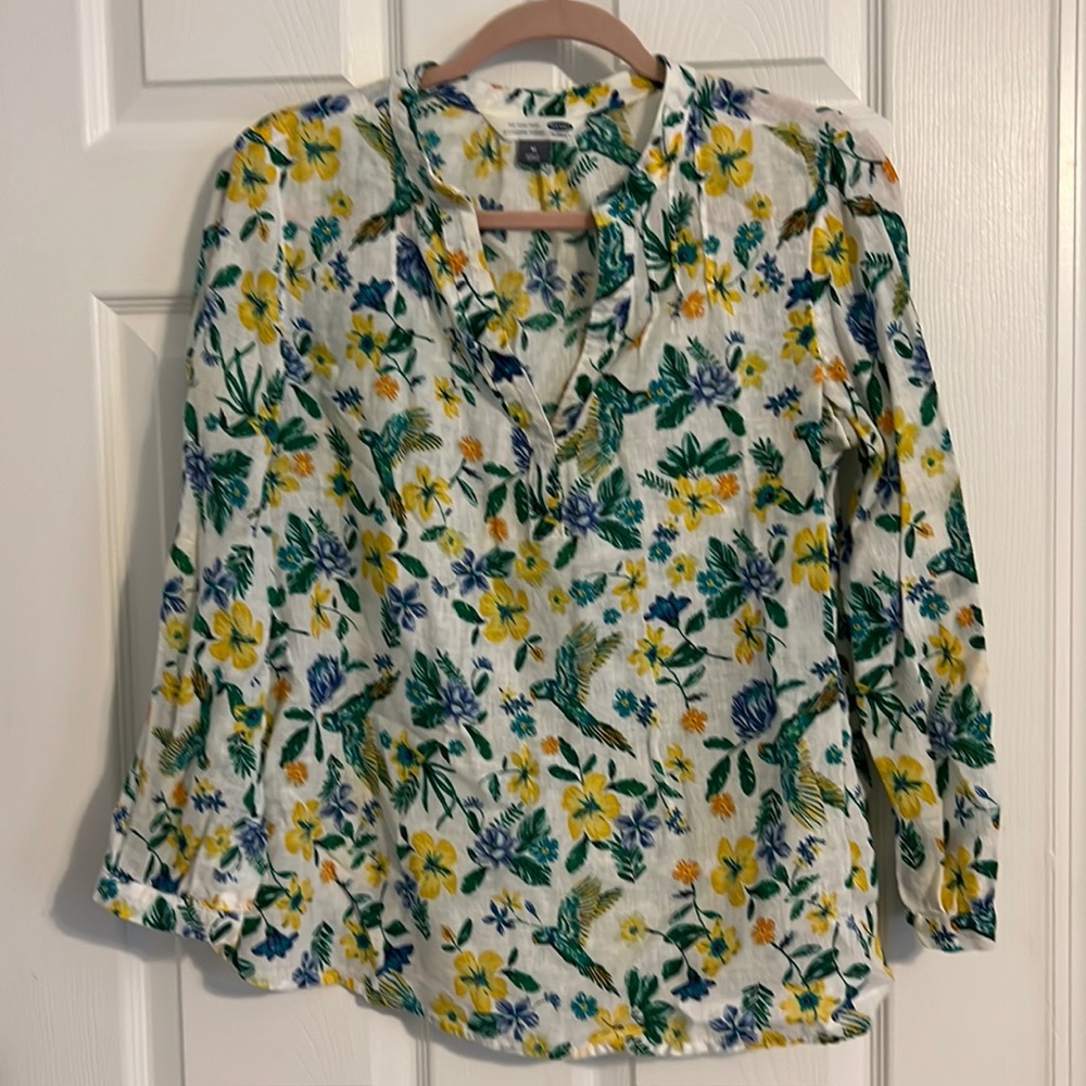 Old Navy Vibrant Floral/Bird M Tunic